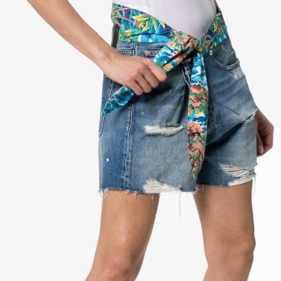 R13 NWT Jasper Tie-Waist Crossover 90's Aesthetic Jean Shorts Size 25 - Picture 2 of 10